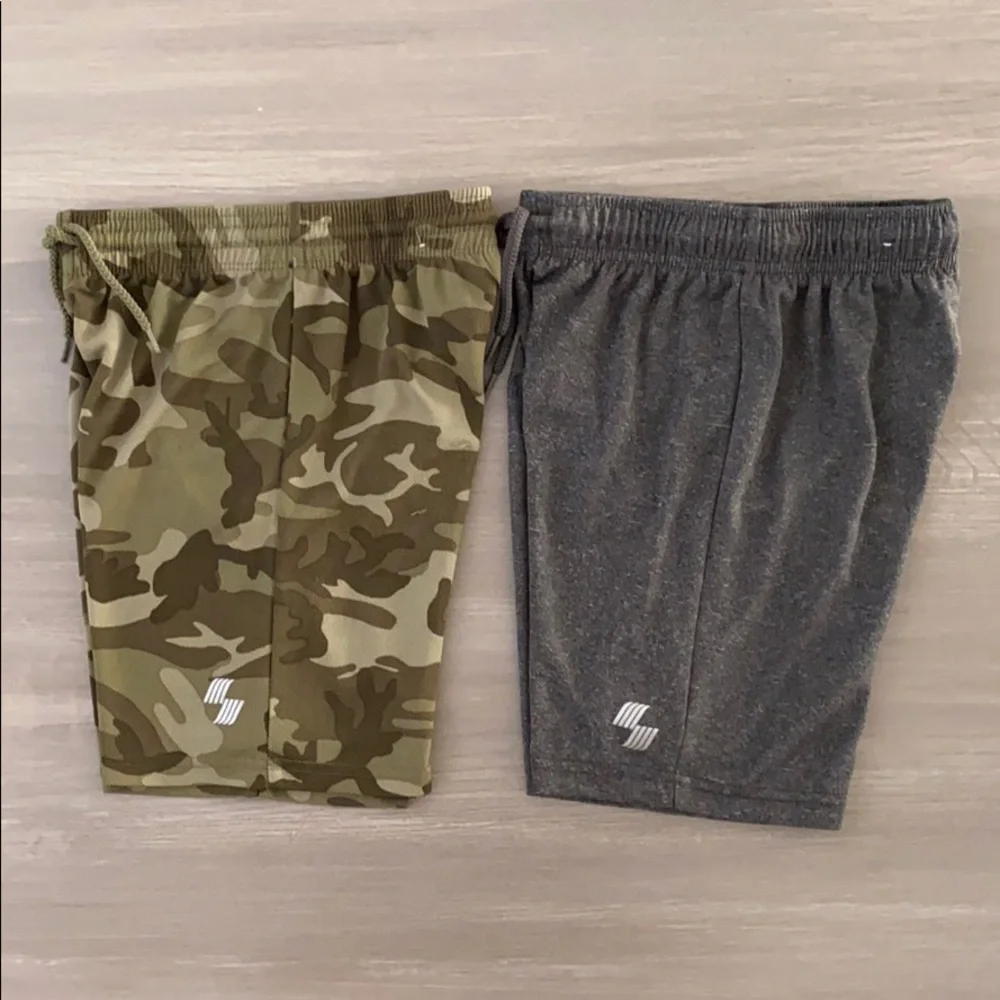 Place Sport Set of 2 Athletic Shorts Grey & Camo